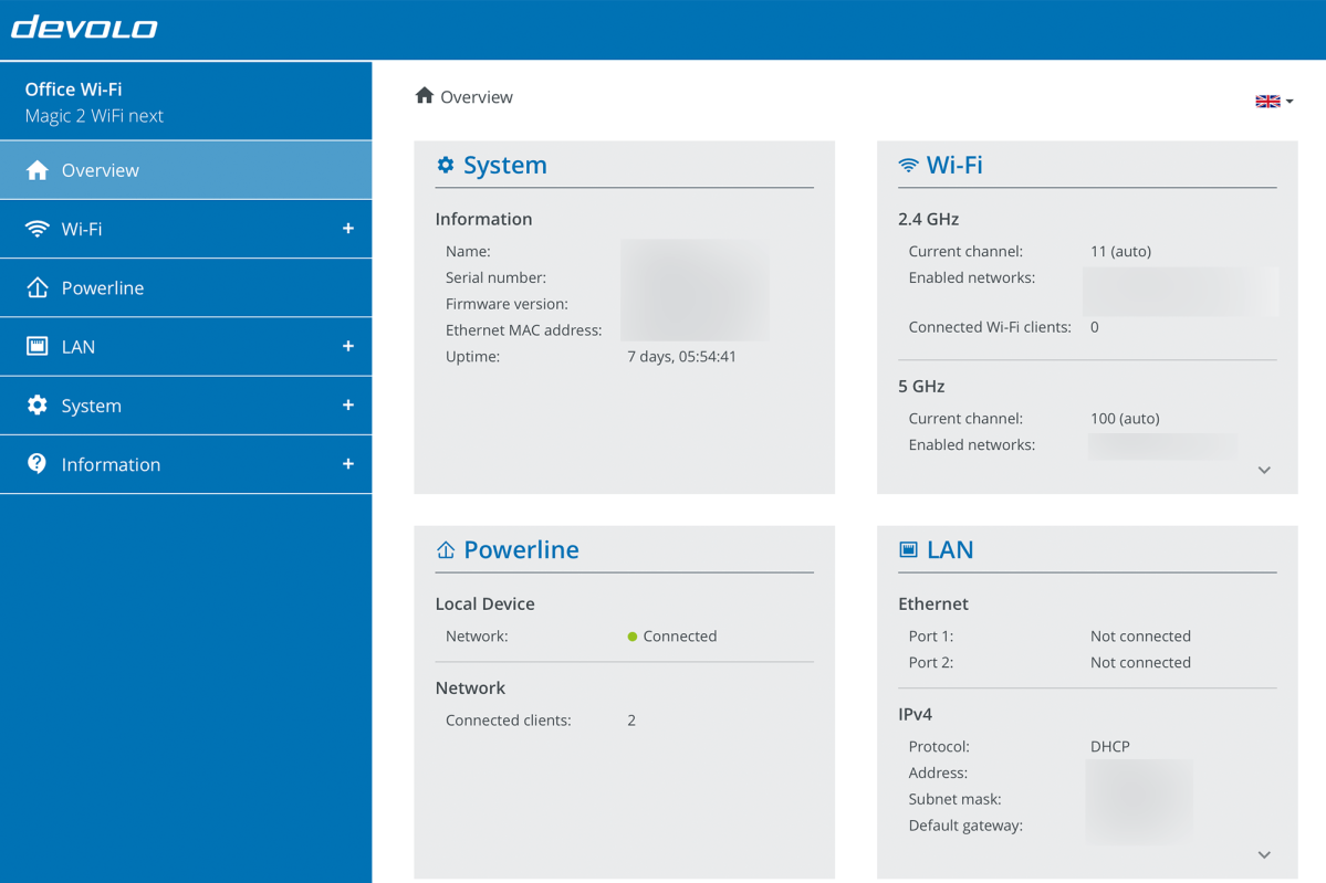 Devolo Magic 2 Wi-Fi Next web UI