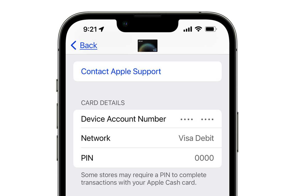 Apple Cash card details