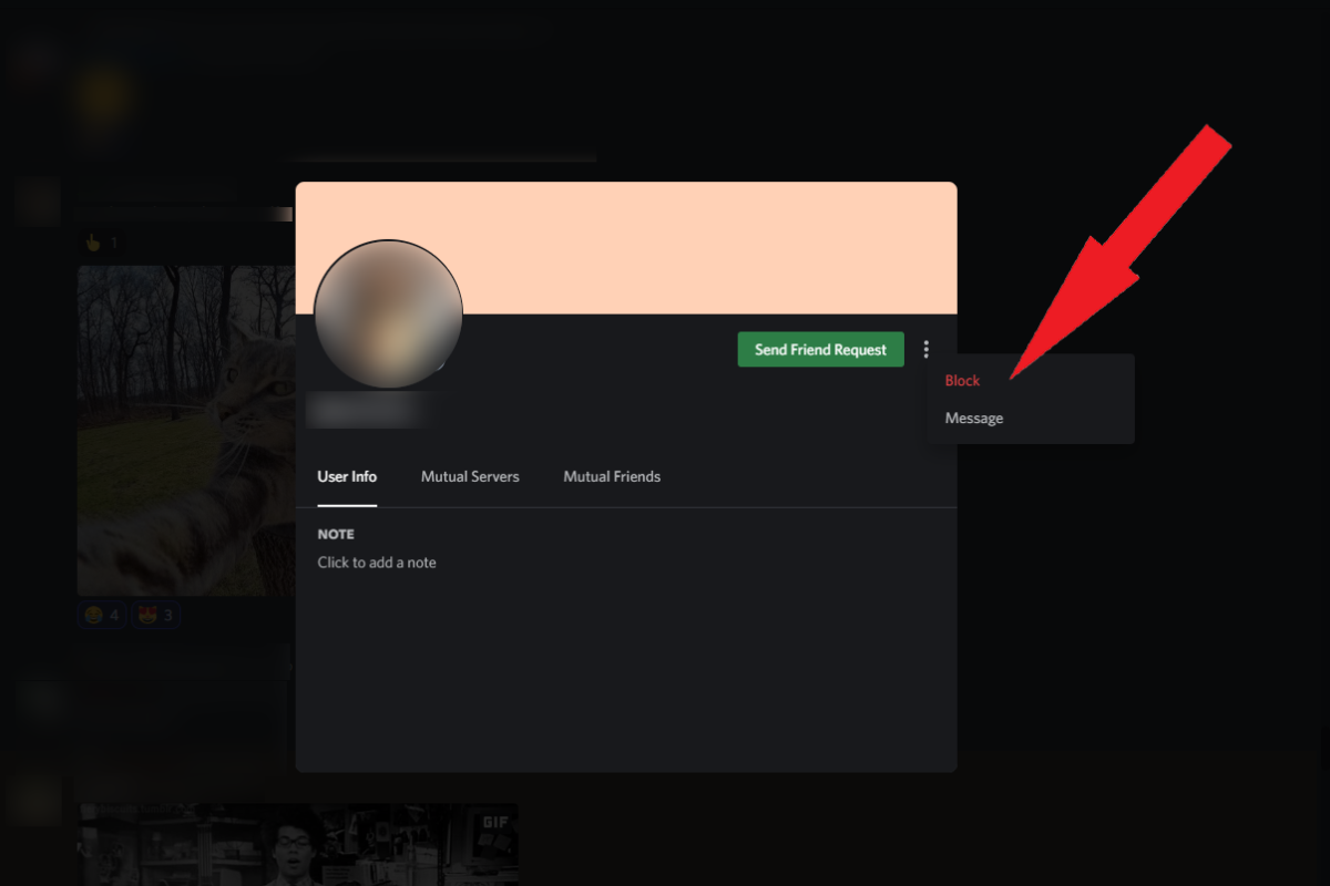 Discord block option in the desktop app