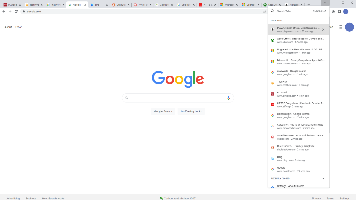 Chrome open tabs