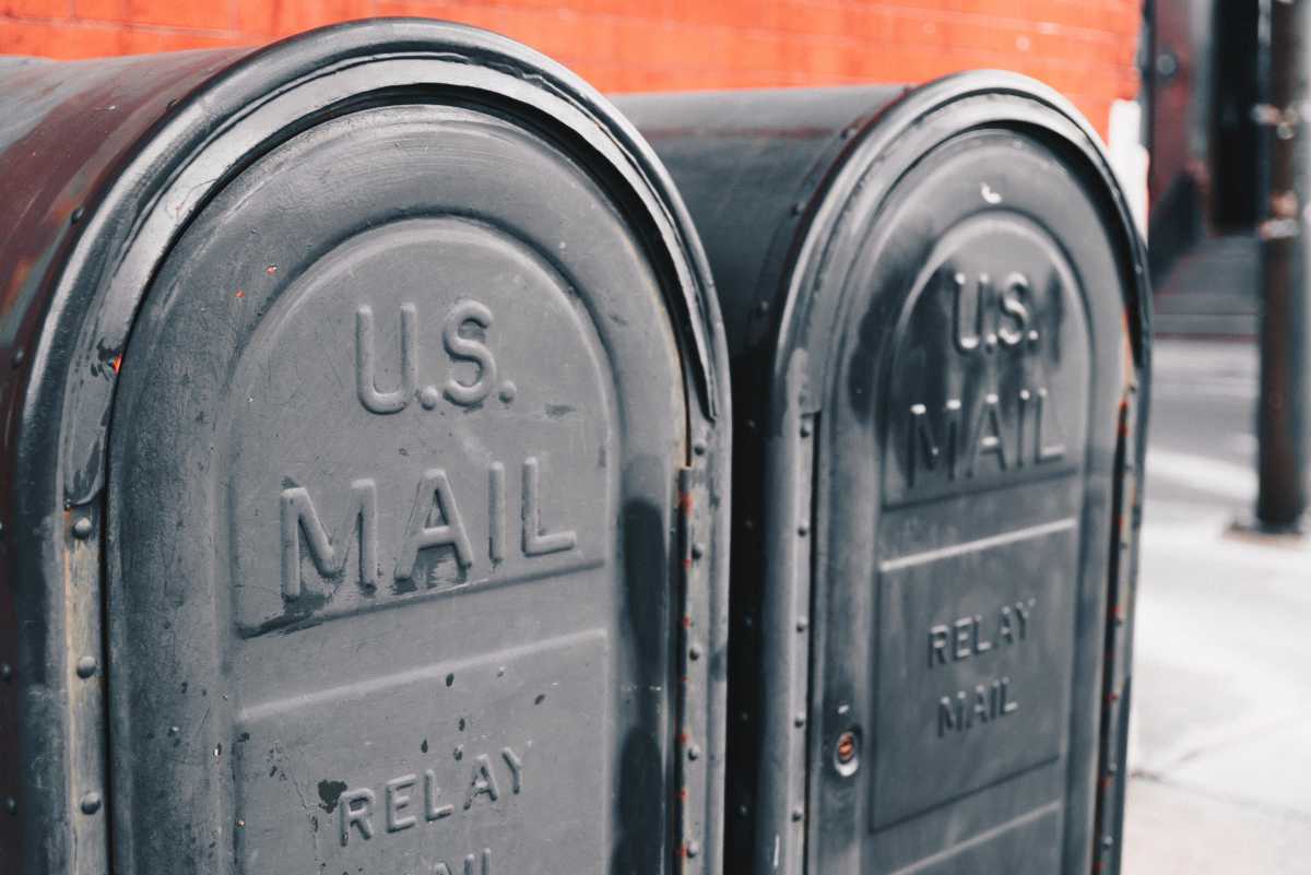 US Mail relay mail boxes on a street
