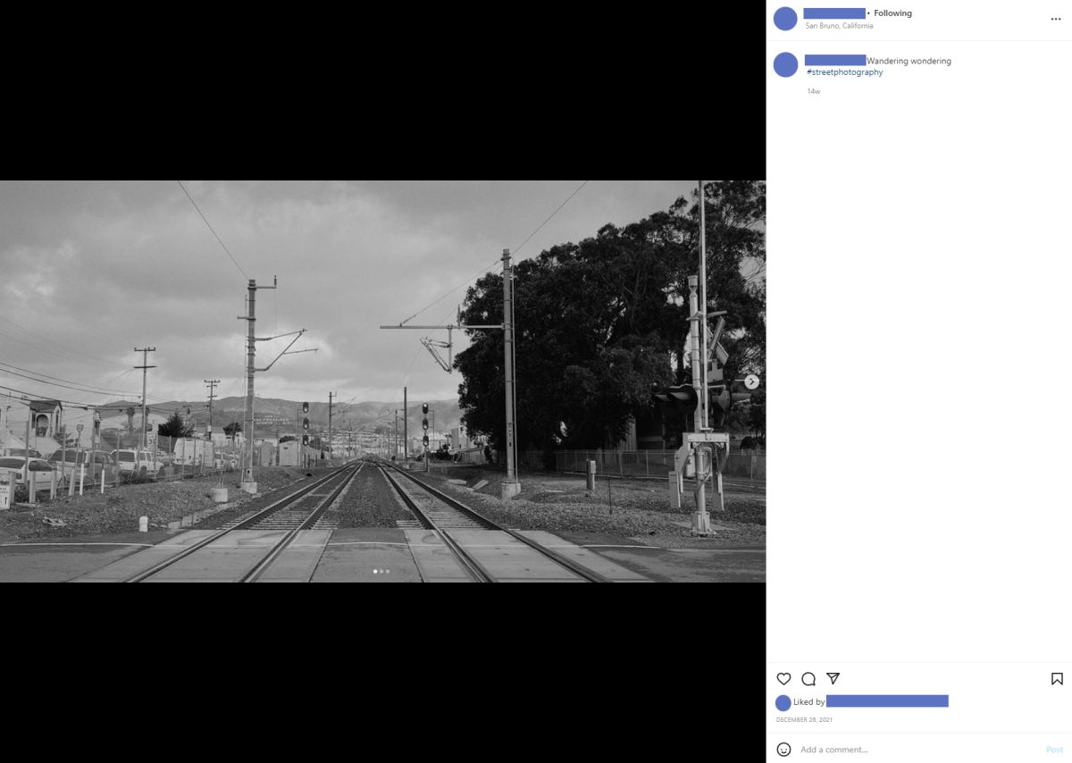 Railway crossing photo on Instagram