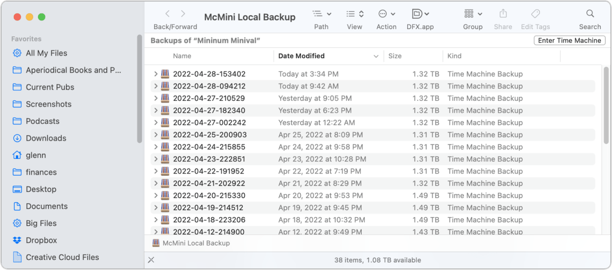 mac911 time machine snapshots in finder bordered