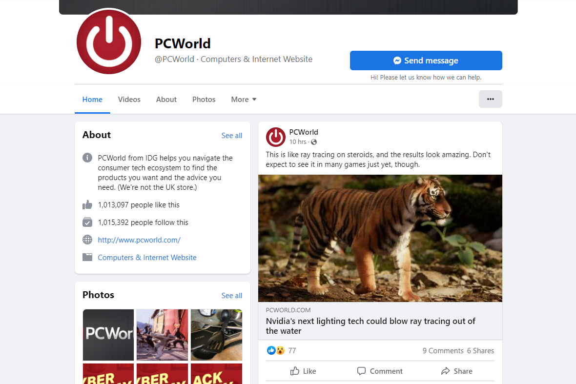 PCWorld Facebook page
