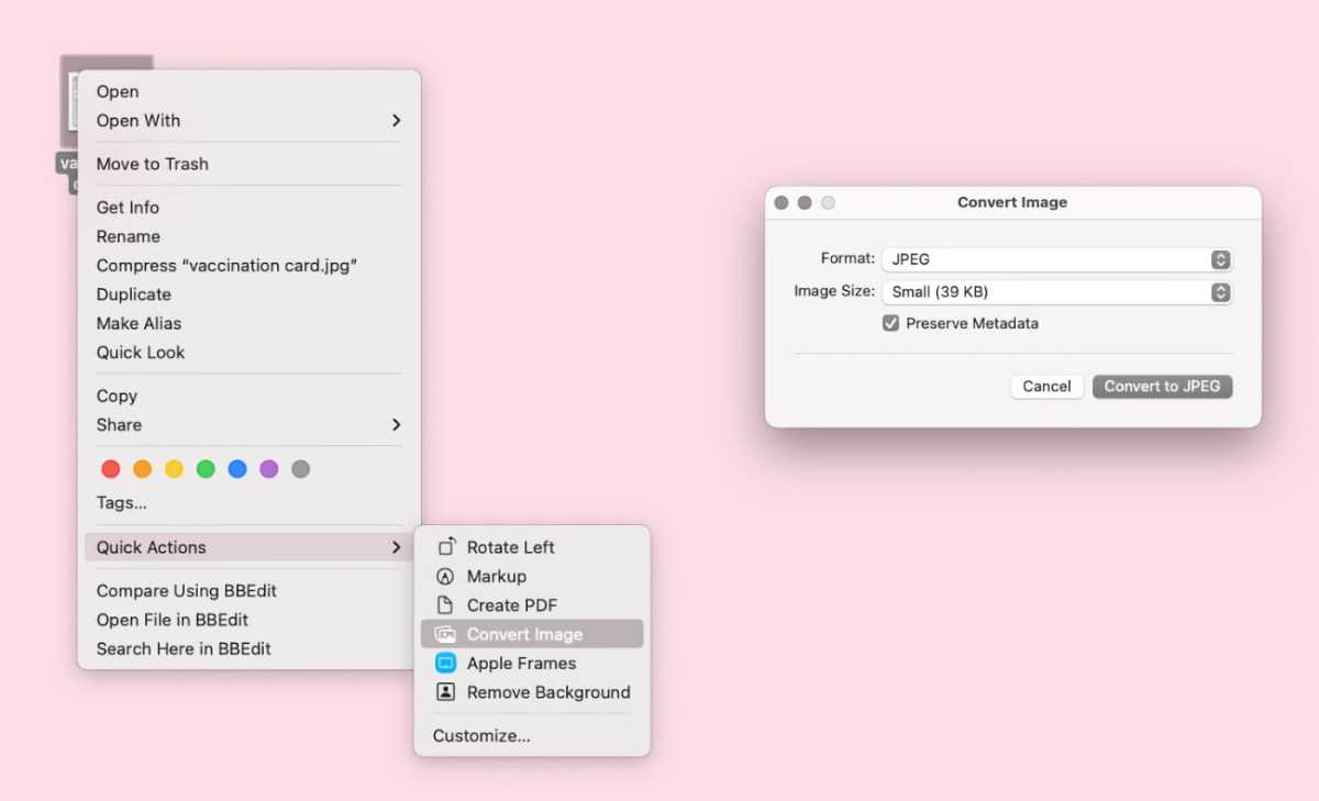 macOS quick action convert image