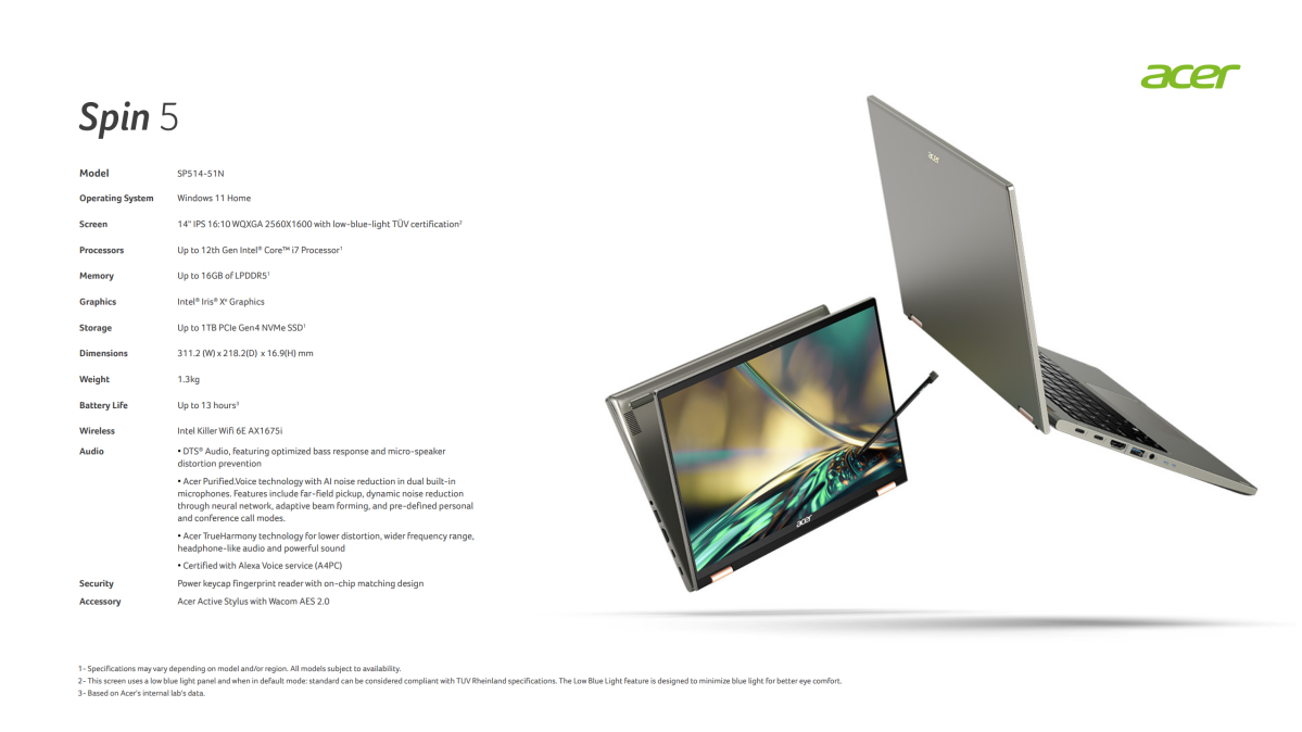 Acer Spin 5 specs