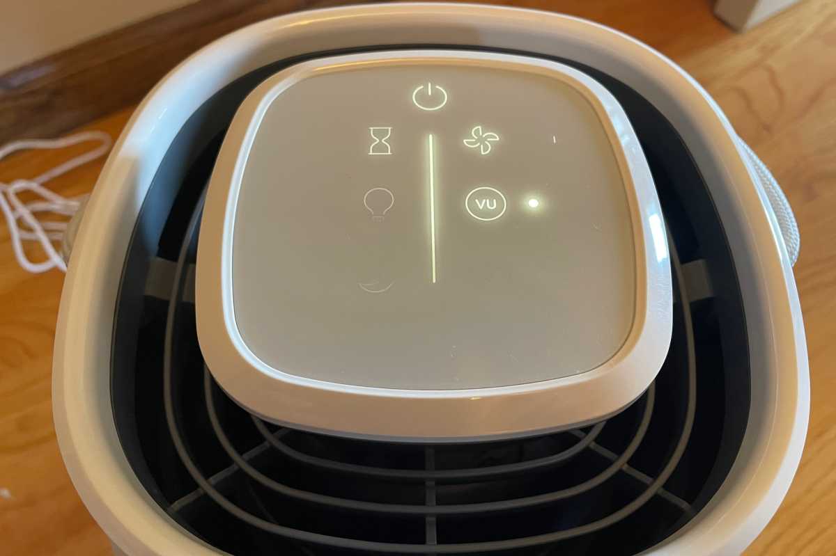 A view of the touch controls on Bionaire True HEPA 360 Air Purifier