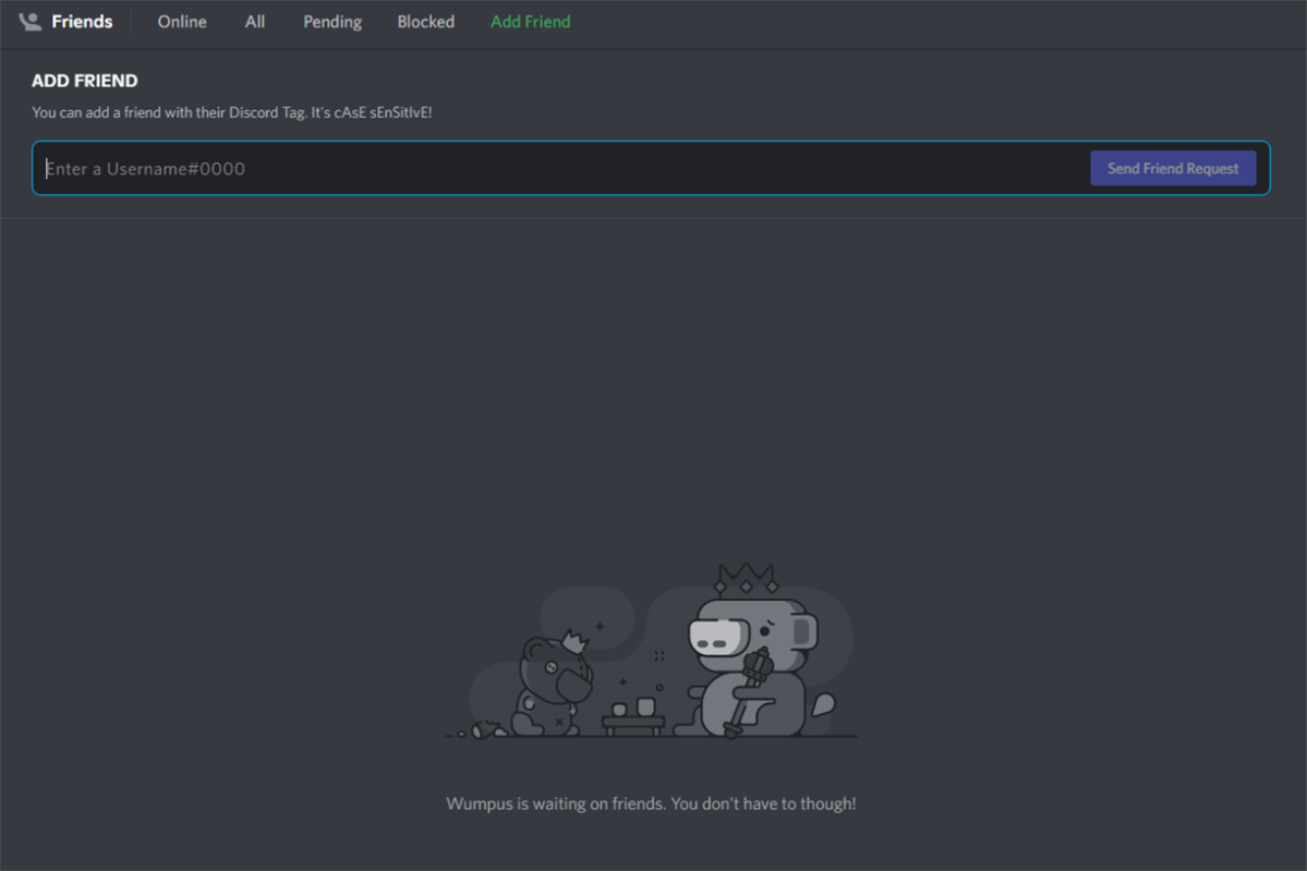 Discord friend search on PC