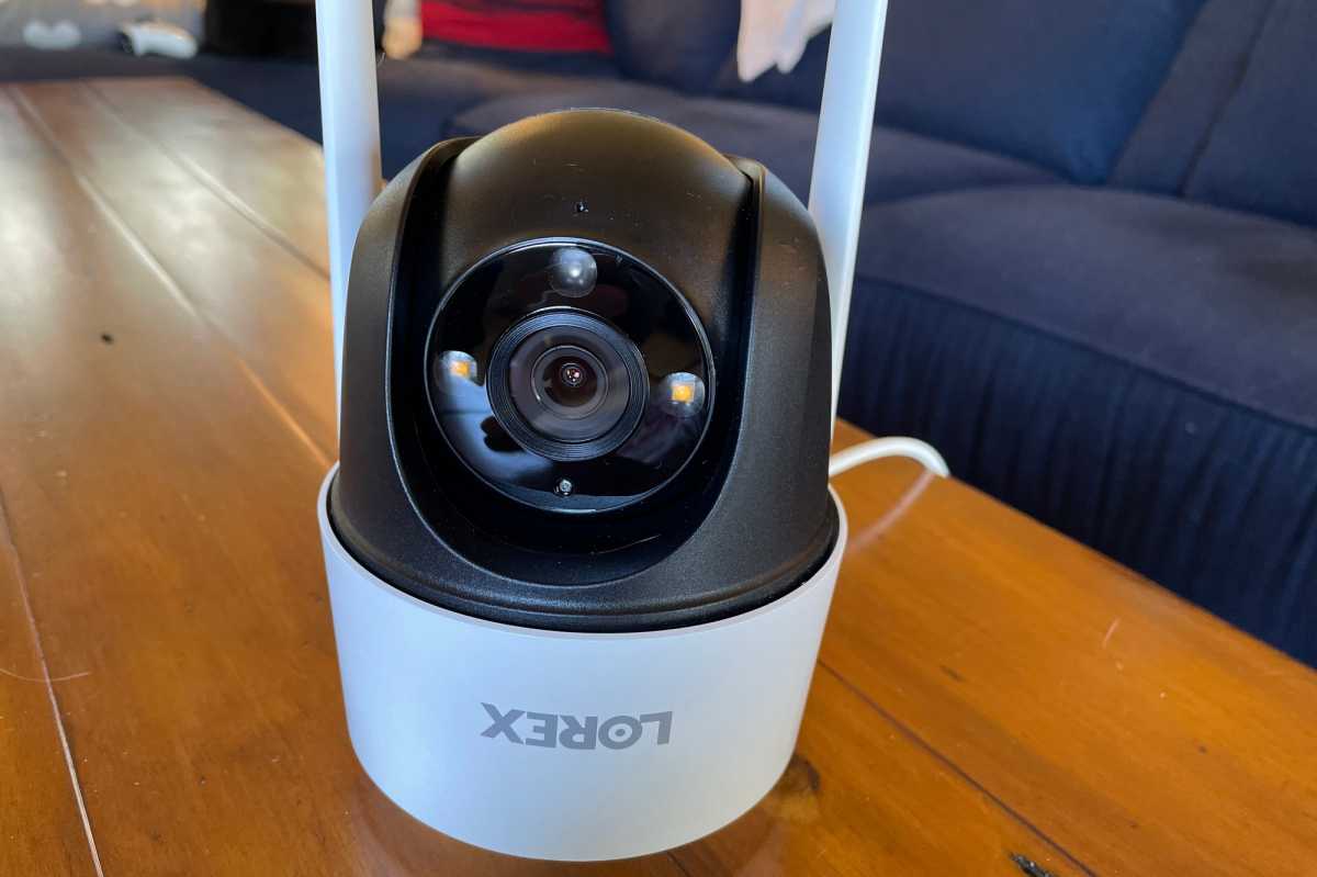 Lorex Pan Tilt Outdoor Security Camera on a table