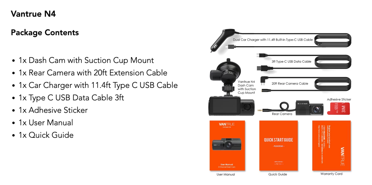 Vantrue N4 Pro 4K 3-Channel Dash Cam