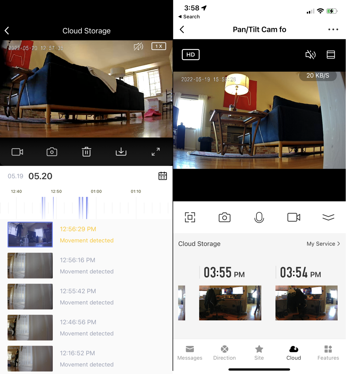 Voorbeelden van SwitchBot Pan/Tilt Cam-app