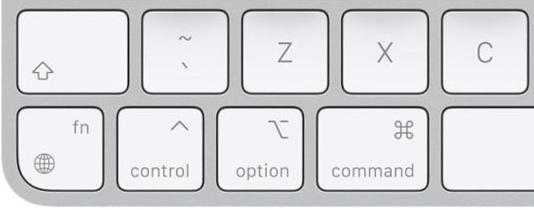 Mac Keyboard Keys: Control, Alt/Option, Command
