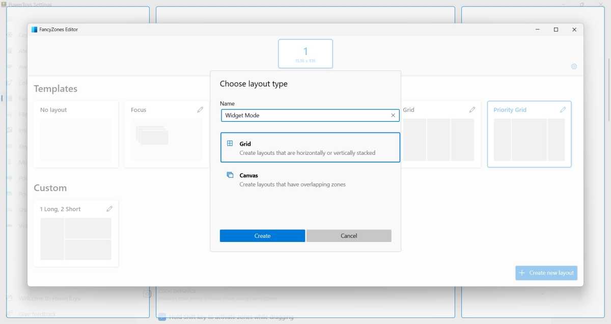 Creating a new layout in FancyZones