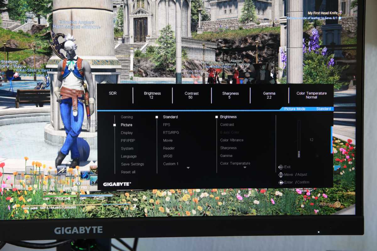Gigabyte M27Q X monitor menu