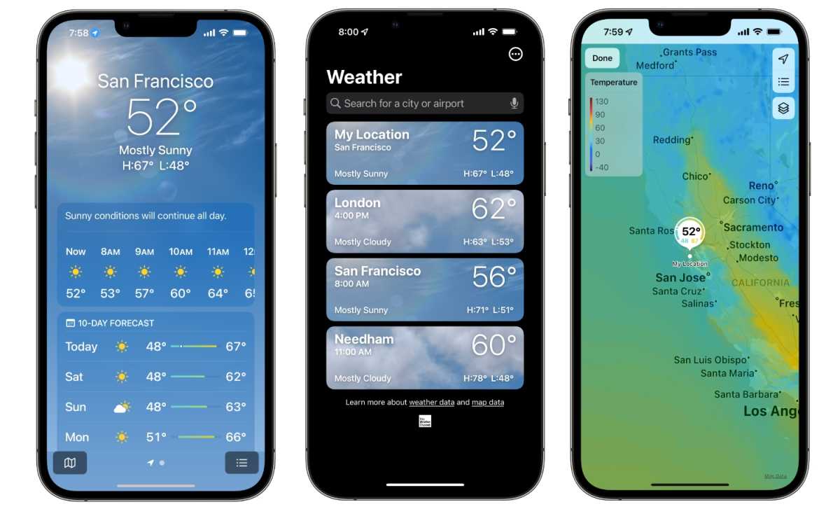 Weather app on iPhone 2022