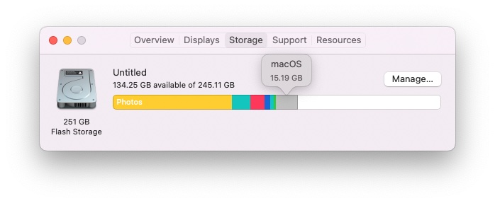 macOS in storage