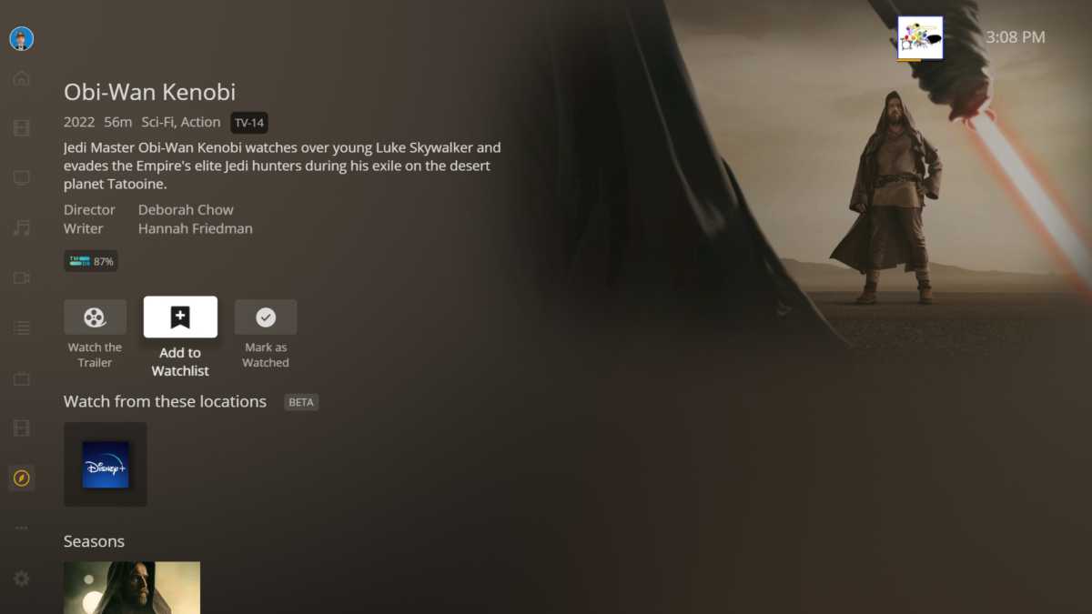 Plex shows which streaming services offer a particular movie or show