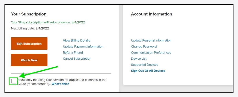 Deshabilitar canales duplicados en Sling TV