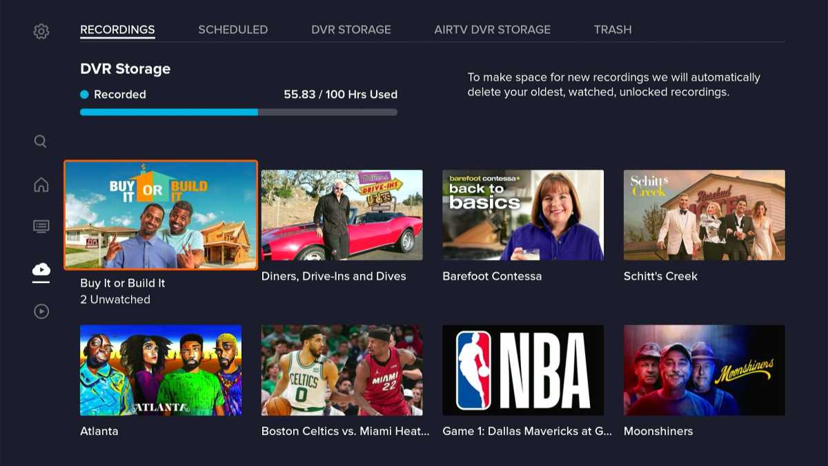 Menu Sling TV DVR