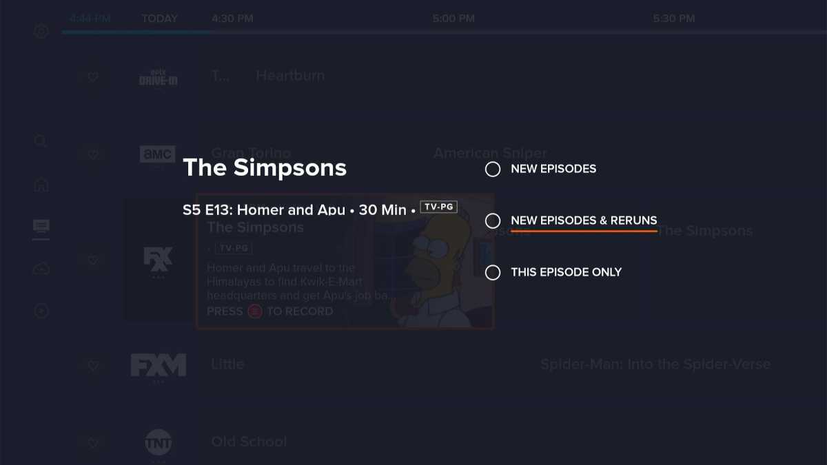 Options d'enregistrement Sling TV