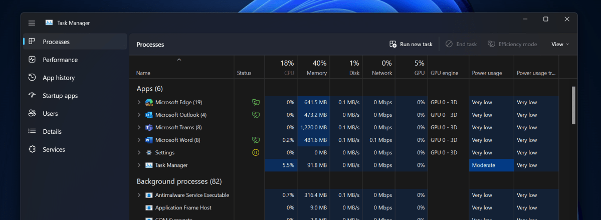 Windows 11 task manager