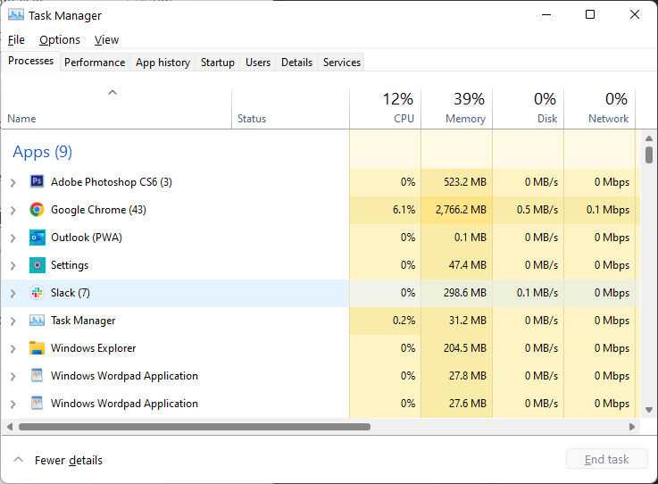 Administrador de tareas de Windows 11