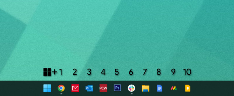 Windows taskbar number bar
