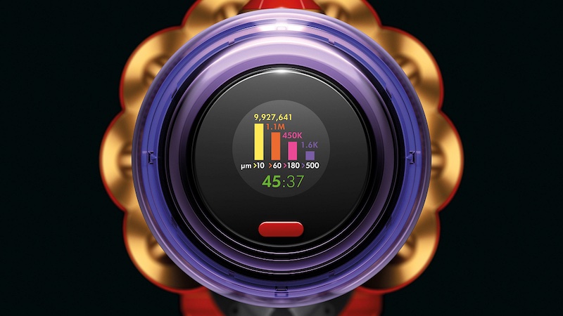 The screen of the Dyson V12 Detect Slim