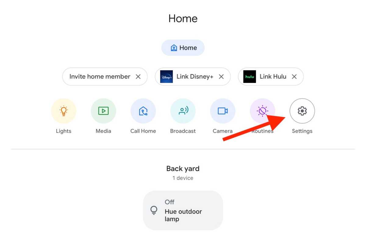 Google Nest Hub Max settings button