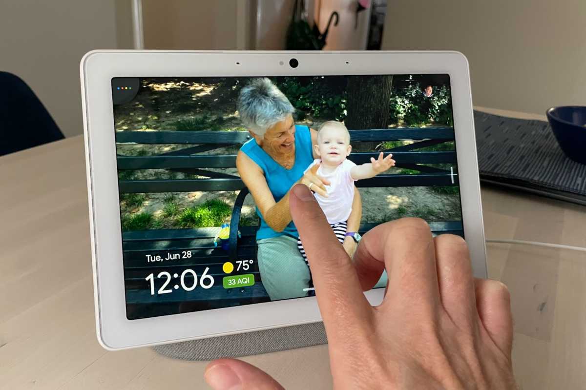 Google Nest Hub tapping the screen