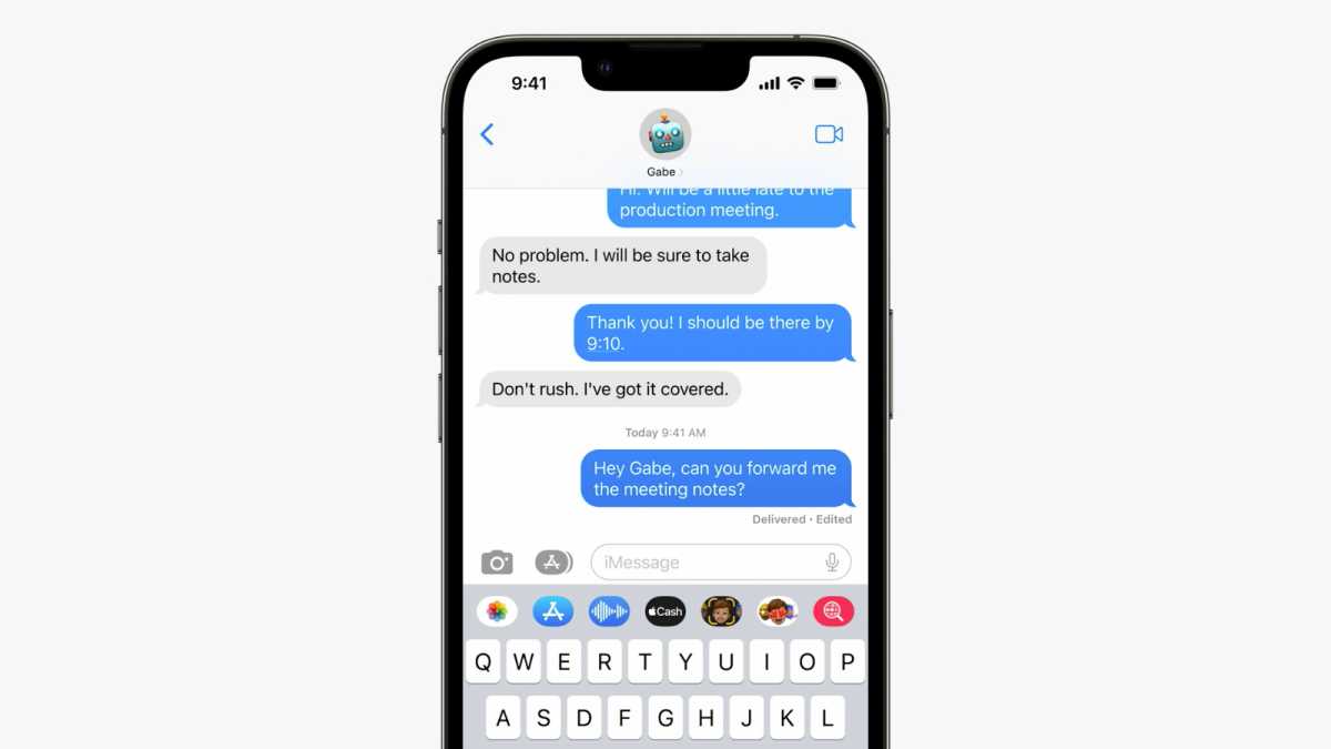 Edited text message in iOS 16