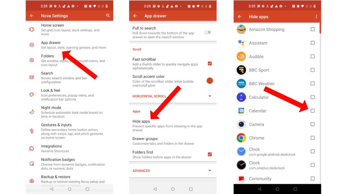Hides Android apps via Nova launcher