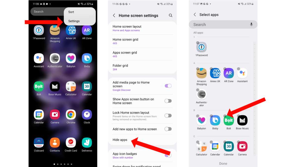 Hide apps on a Samsung phone