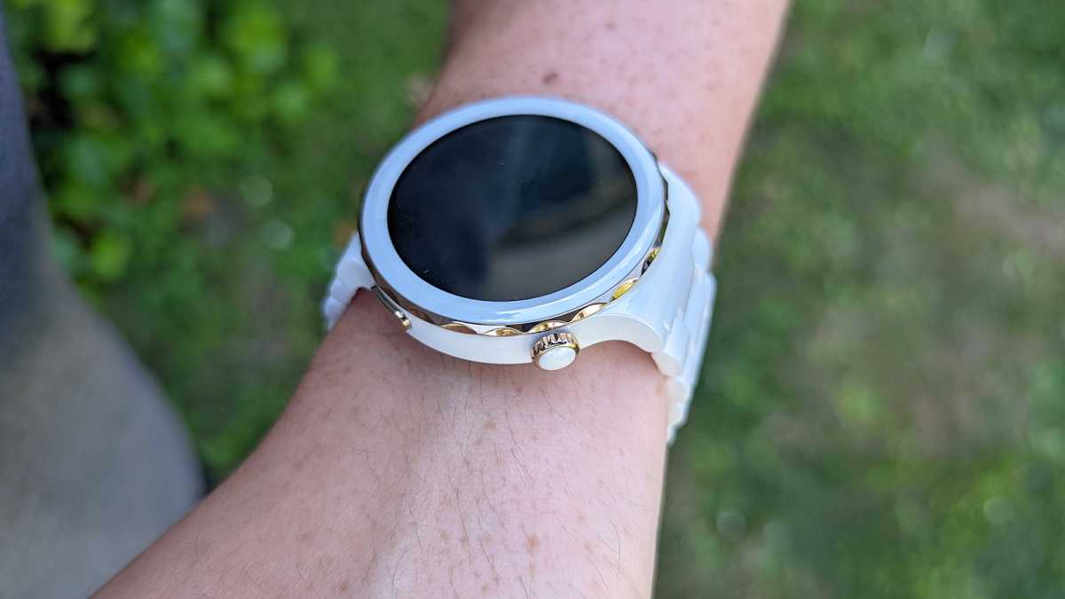 Huawei Watch GT 3 Pro on wrist side