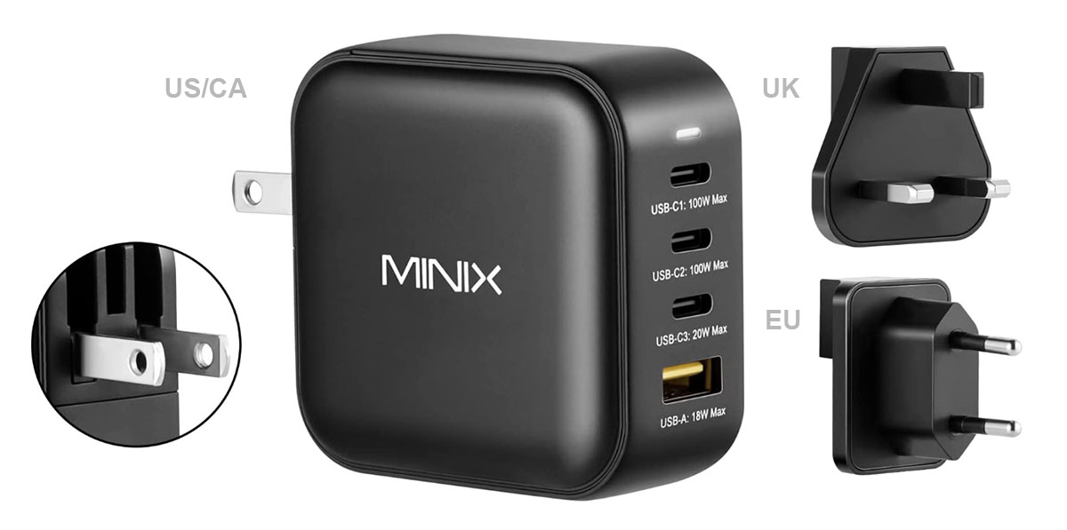 Minix Neo P3 100W Turbo 4-Ports Wall Charger - Supreme funds 100W hotfoot wall charger