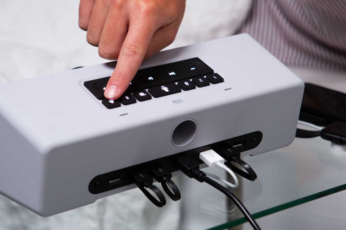 Sandman Doppler showing top buttons and rear USB ports