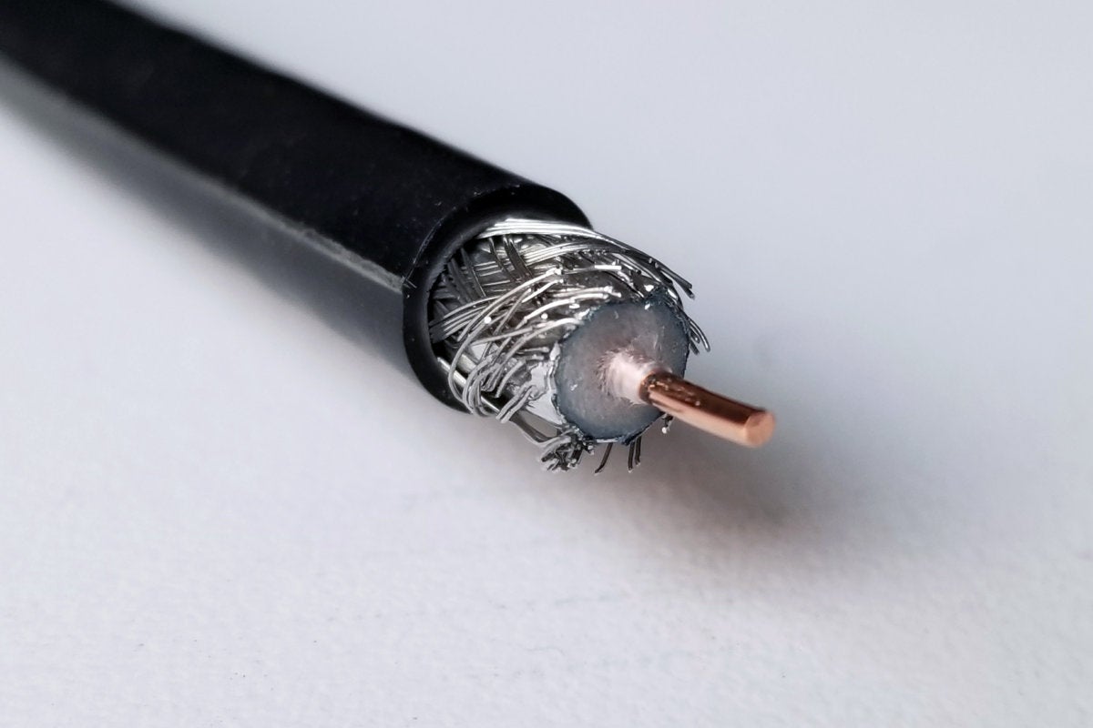 Stripped length of coax cable