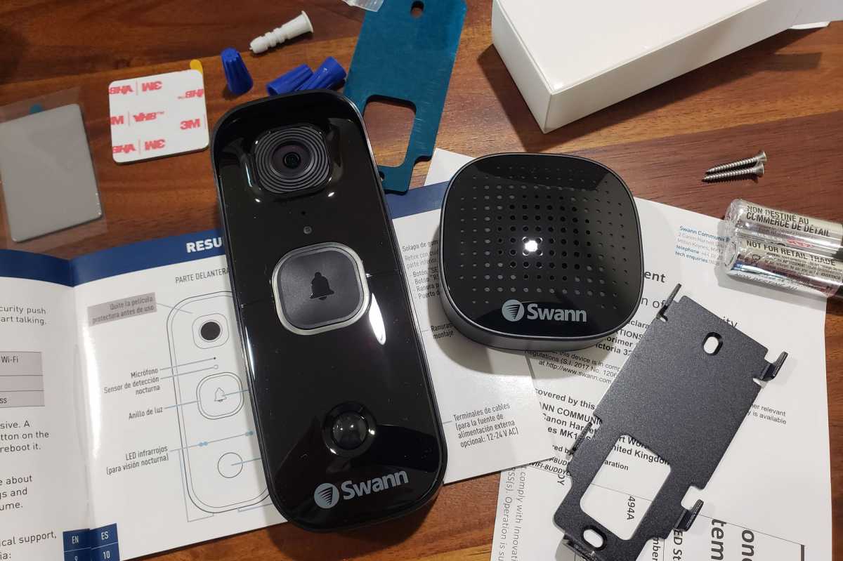 SwannBuddy Video Doorbell with chime and bracket