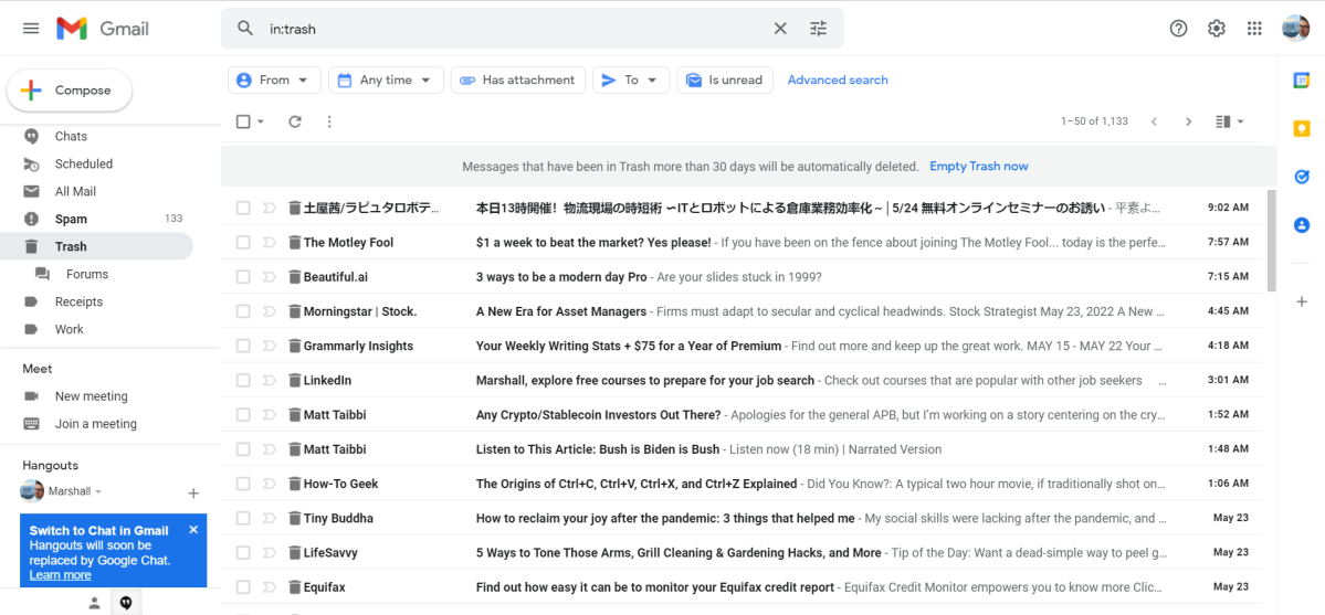 Gmail Trash Folder