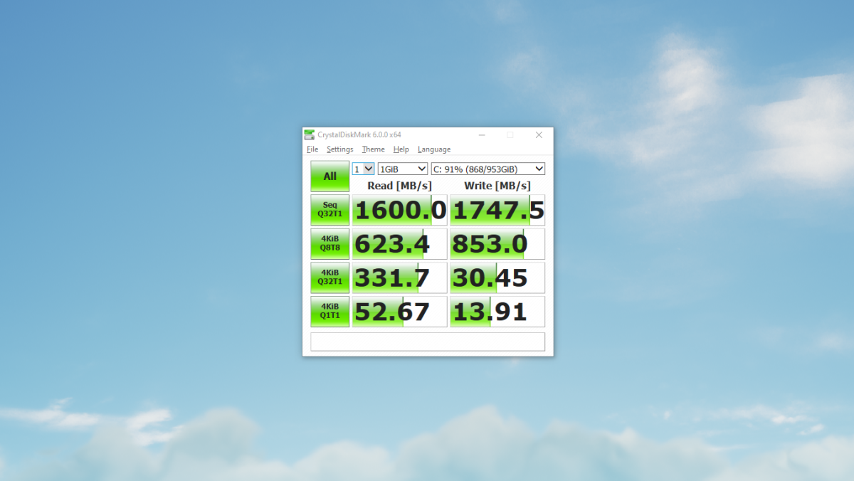 Crystal Disk Mark 6.0 results