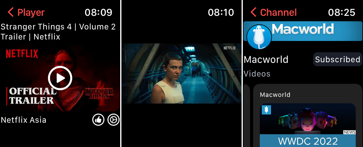 Video player for youtube hot sale on the apple watch