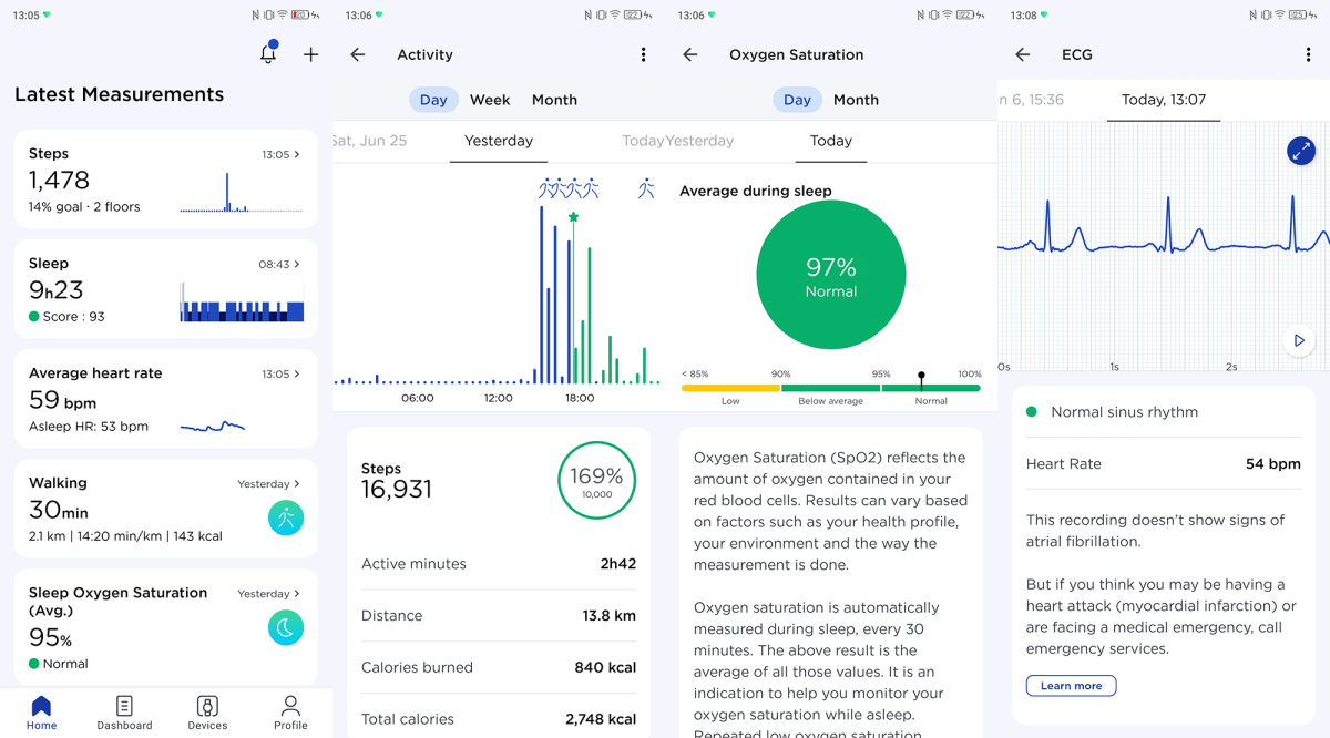 Withings Health Mate app screenshots