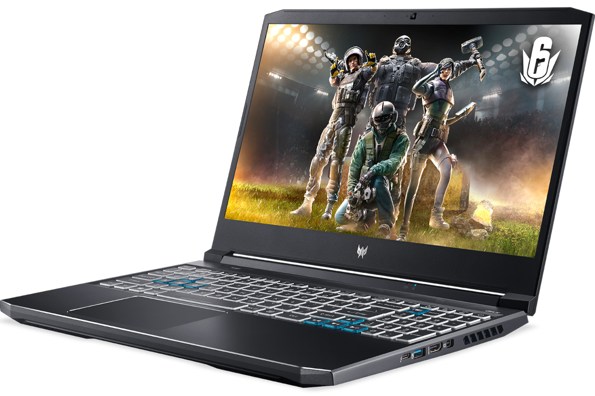 A black laptop facing from right