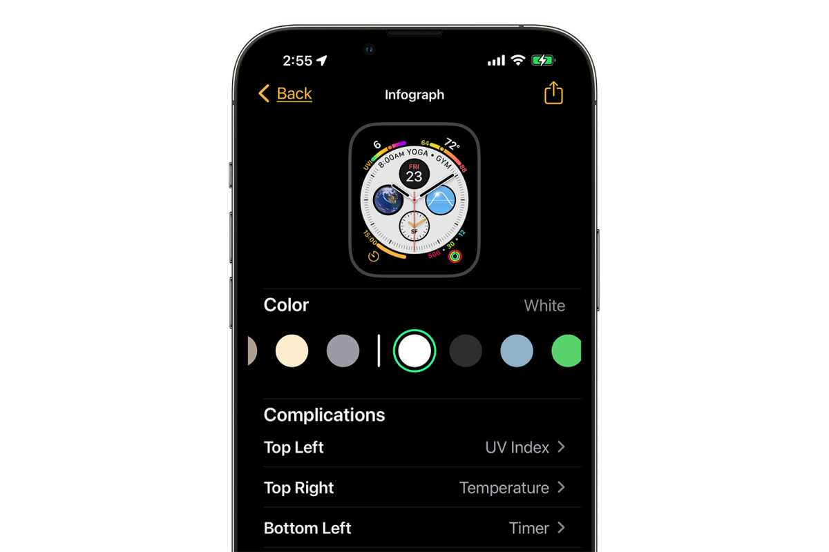 Apple Watch face editor on iPhone