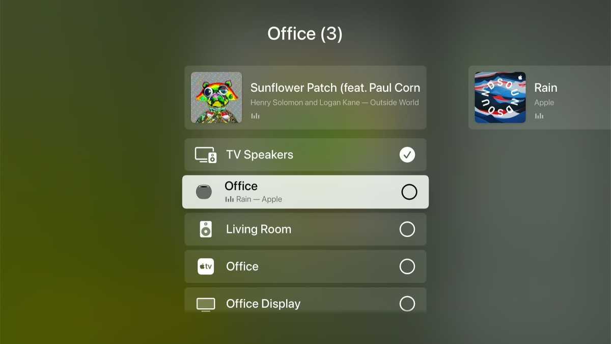 Audio source selection in Apple TV