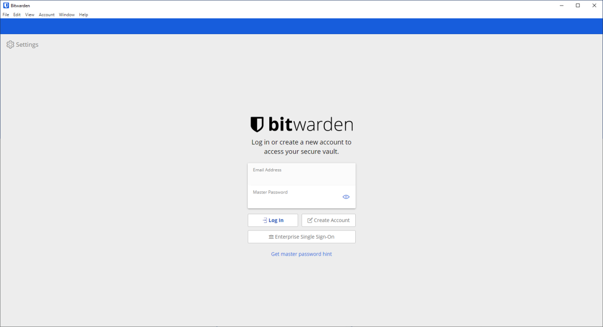 bitwarden desktop app login screen