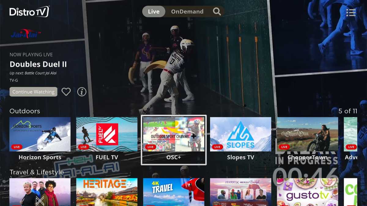 DistroTV home screen