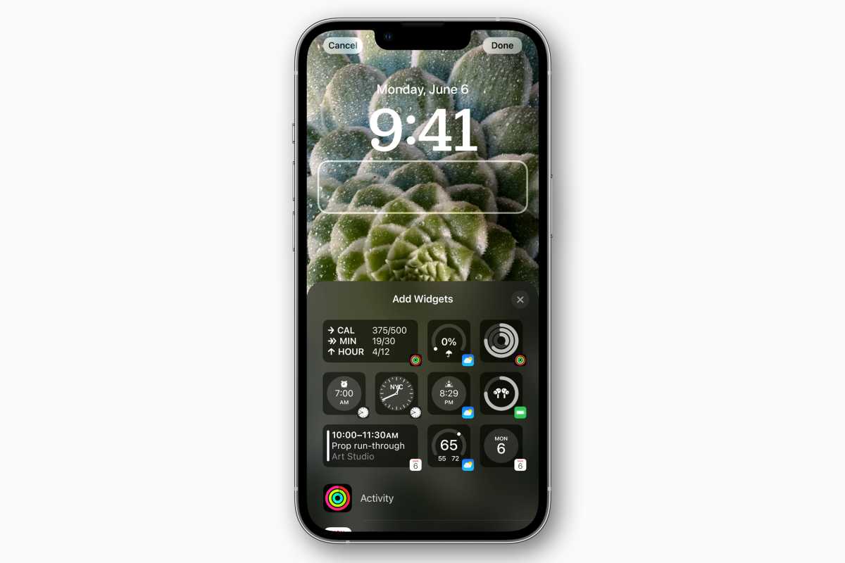 Виджеты экрана блокировки iOS 16