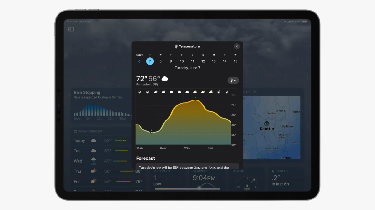 iPadOS 16 hava durumu uygulaması