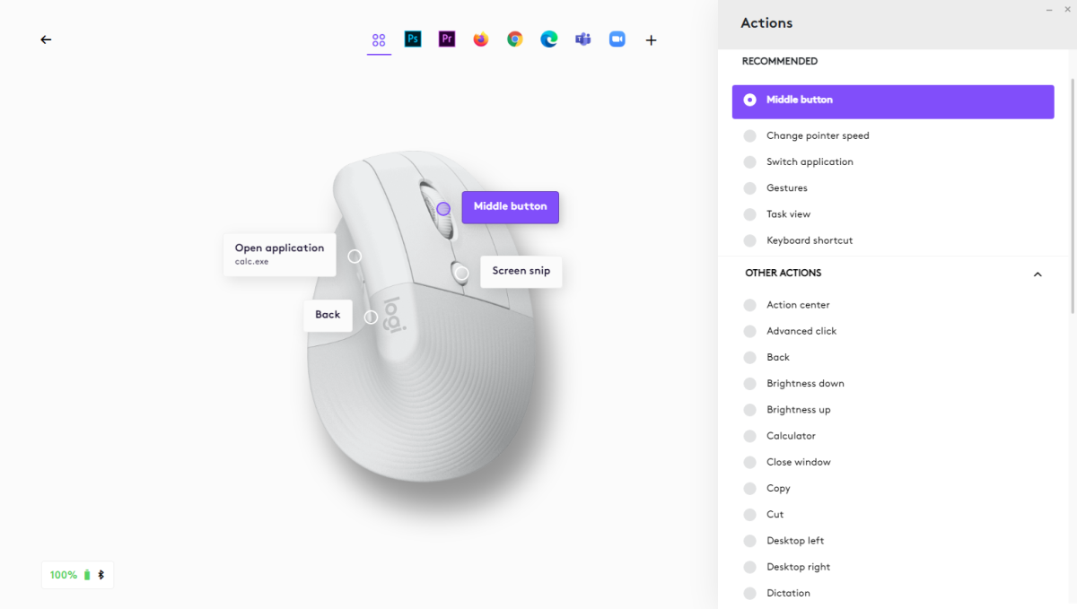 Logi+ Software customization for Logitech Lift